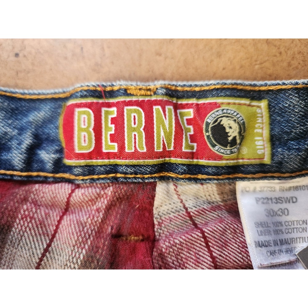 BERNE Mens Carpenter Jeans Size 30x30 Blue Denim Red Flannel Lined Workwear Pant - Picture 13 of 16